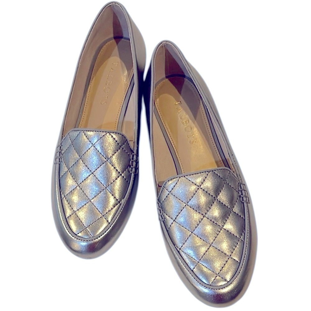 Talbots Silver Quilted Loafers